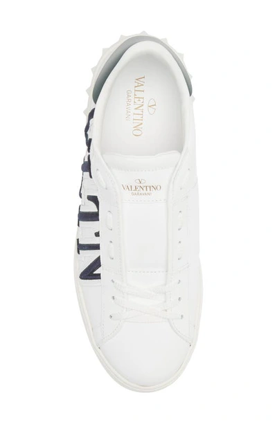 Shop Valentino Open Vltn Sneaker In Bianco/ Green-marine/ Bianco