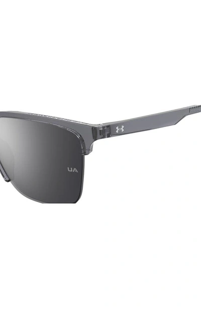 Shop Under Armour 55mm Square Sunglasses In Grey Crystal Silver Mirror