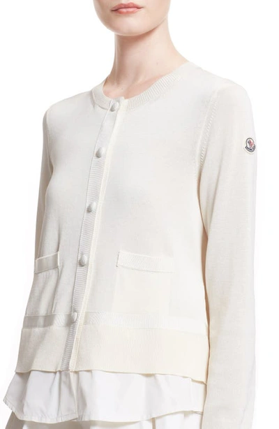 Shop Moncler 'maglia' Tricot Button Cardigan In White