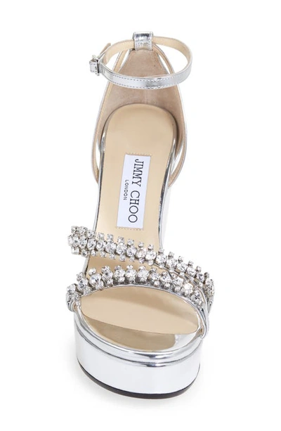 Shop Jimmy Choo Bing Crystal Embellished Platform Wedge Sandal In Silver/ Crystal