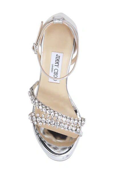 Shop Jimmy Choo Bing Crystal Embellished Platform Wedge Sandal In Silver/ Crystal