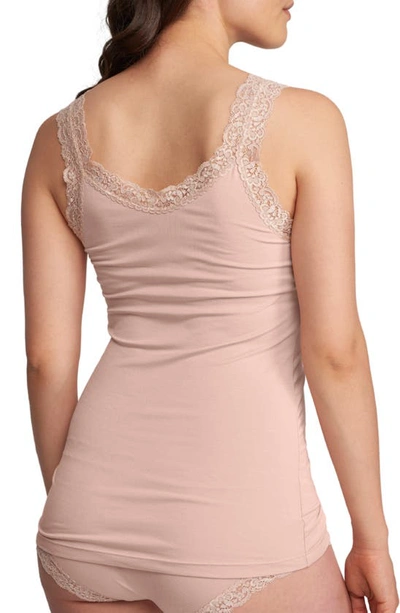 Fleur't Iconic Lace Trim Camisole With Shelf Bra In Seashell