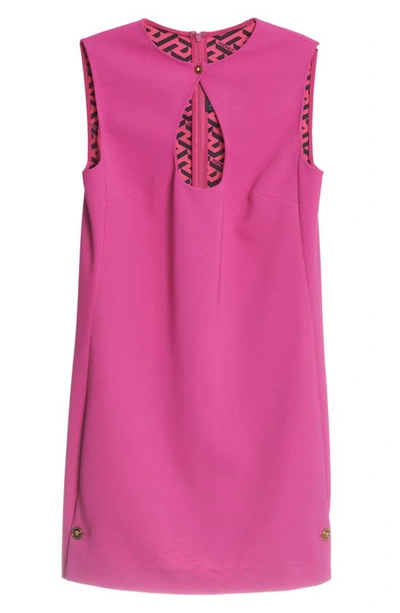 Shop Versace Keyhole Cady Sleeveless Minidress In Fuxia