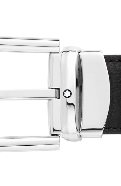 Shop Montblanc Reversible Horseshoe Buckle Calfskin Leather Belt In Black Brown