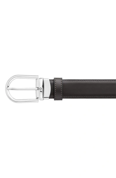 Shop Montblanc Reversible Horseshoe Buckle Calfskin Leather Belt In Black Brown