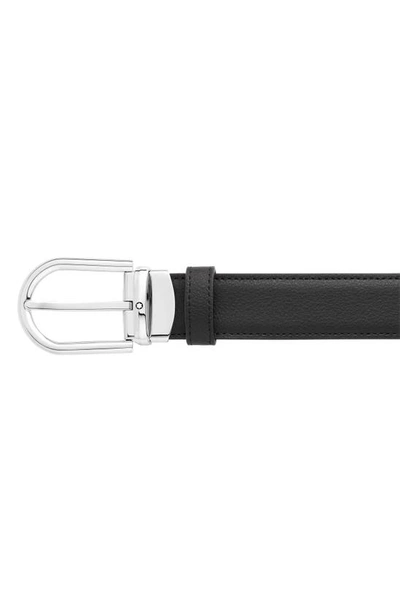 Shop Montblanc Reversible Horseshoe Buckle Calfskin Leather Belt In Black Brown