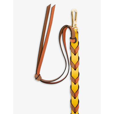 Loewe Braided Leather Bag Strap In Brown/yellow
