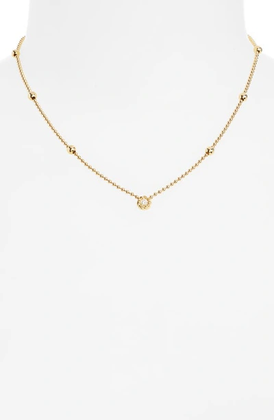 Roberto Coin 18k Beaded Chain Necklace With Diamond Bezel In Yellow Gold