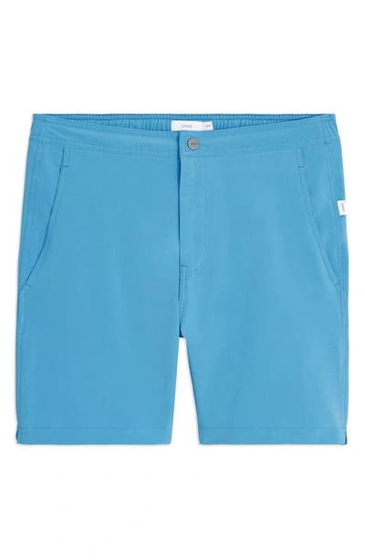 Shop Onia Calder Swim Trunks In Shady Blue