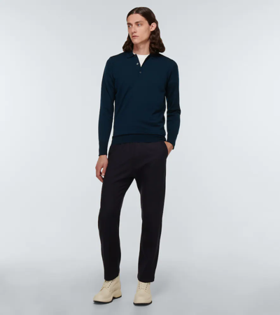 Shop John Smedley Cotswold Wool Knitted Polo In Orion Green