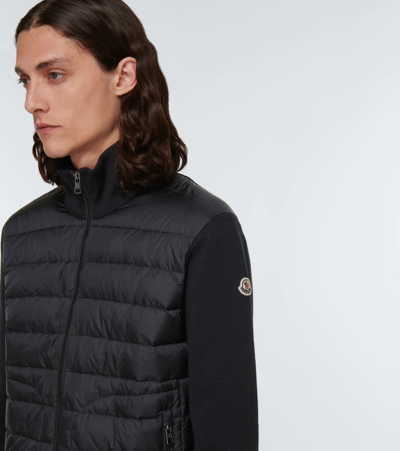Shop Moncler Paneled Down-padded Jacket In Black