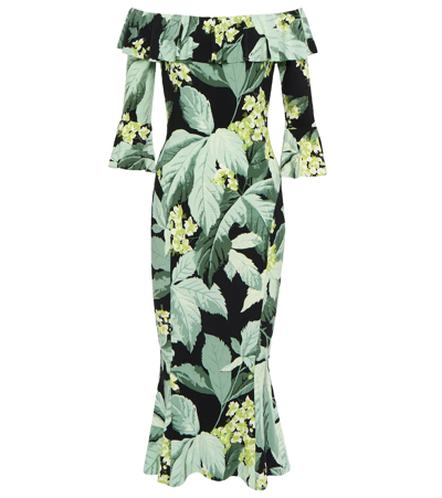 Norma Kamali Off-shoulder Printed Midi Dress In Multi