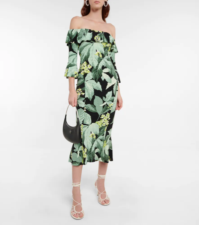 Norma Kamali Off-shoulder Printed Midi Dress In Multi