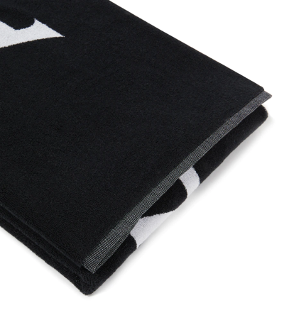 Alaïa Logo Jacquard Cotton Towel In Noir/blanc