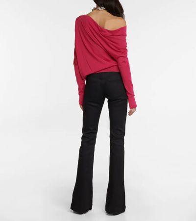Tom Ford One-shoulder Cashmere And Silk-blend Sweater In Raspberry
