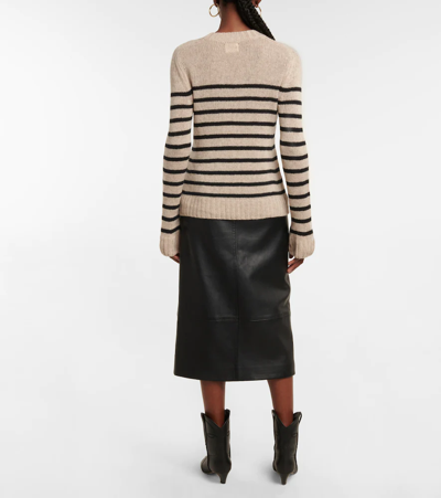 Shop Khaite Tilda Striped Cashmere Sweater In Powder/ Black