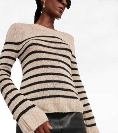 Shop Khaite Tilda Striped Cashmere Sweater In Powder/ Black