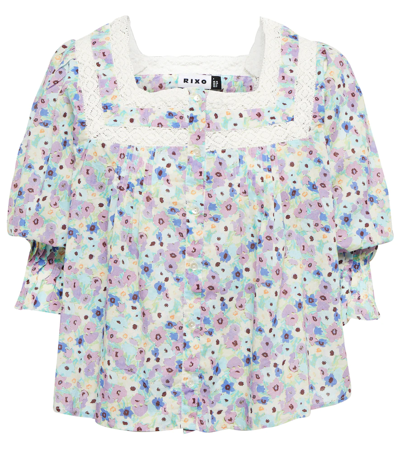 Rixo London Sedona Printed Cotton Top In Lilac Ink Floral | ModeSens