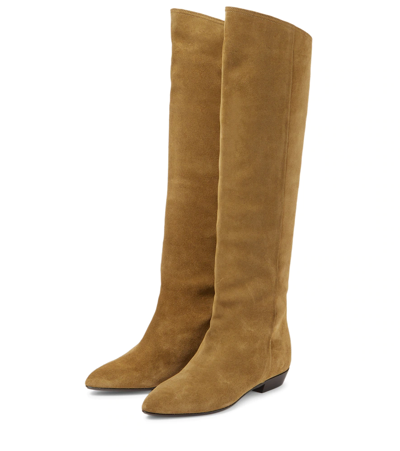 Shop Isabel Marant Skarlet Suede Knee-high Boots In Taupe