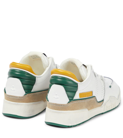 Shop Isabel Marant Emree Leather Sneakers In Yellow/green