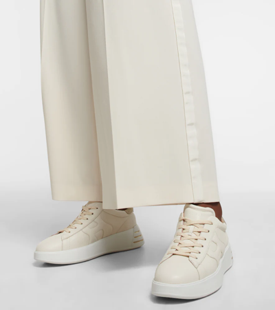 Shop Hogan Rebel Leather Sneakers In Yogurt+oro Pallido