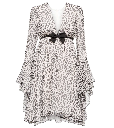 Shop Giambattista Valli Leopard-print Silk Minidress In Ivoire/black