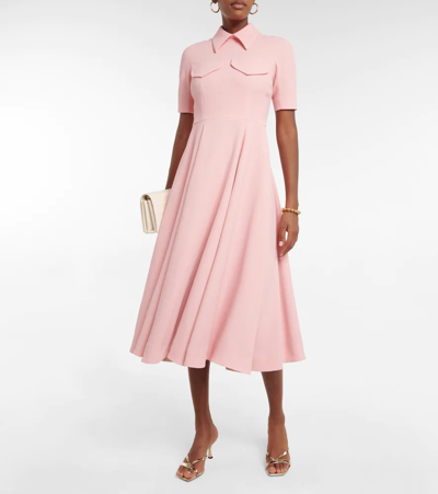 Emilia Wickstead Alice Pink Textured Midi Dress In Baby Pink
