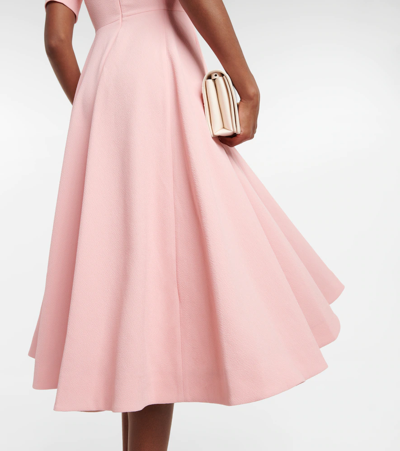 Emilia Wickstead Alice Pink Textured Midi Dress In Baby Pink
