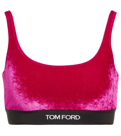 Shop Tom Ford Velvet Bralette In Raspberry