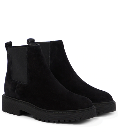 Shop Hogan Leather Chelsea Boots In Nero
