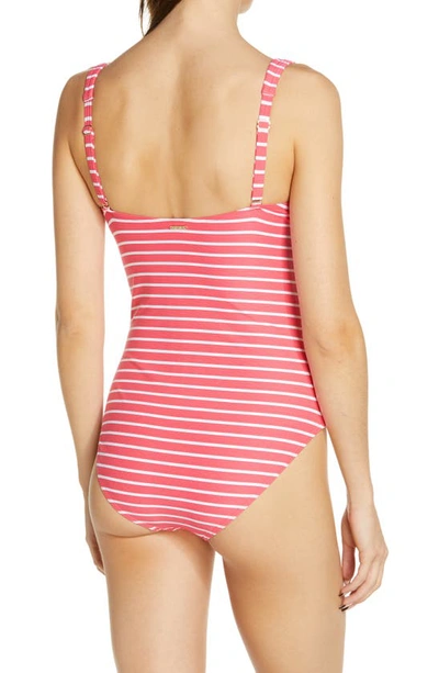 Shop Sea Level Stripe Square Neck Underwire One-piece Swimsuit In Coral