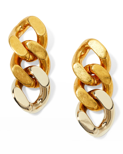 Shop Saint Laurent Curb Chain Three-link Earrings In Gold Multi