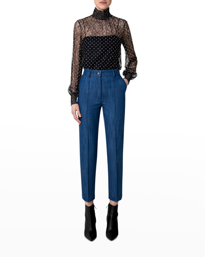 Shop Akris Punto Feryn Denim Tapered-leg Pants