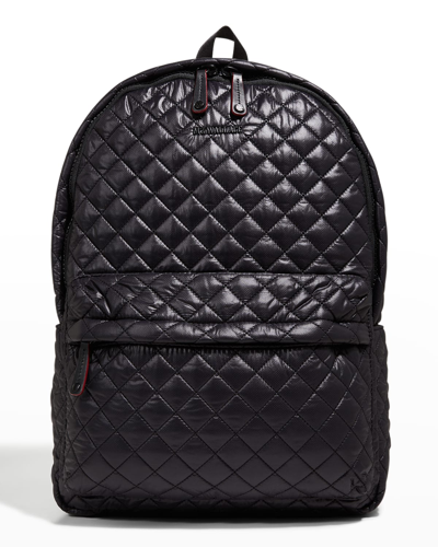 Shop Mz Wallace Metro Deluxe Quilted Nylon Backpack In Black Oxford