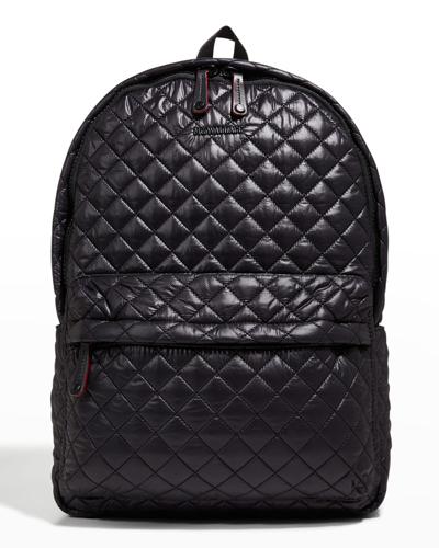 Mz Wallace Metro Deluxe Quilted Nylon Backpack In Black Oxford