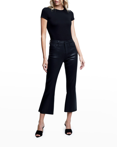 Shop L Agence Kendra High-rise Crop Flare Jeans In Midnight Coated