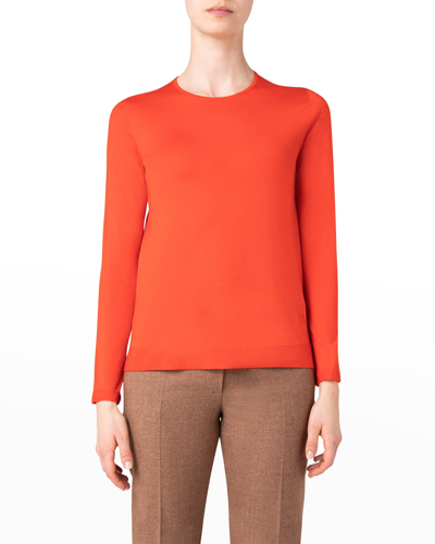 Shop Akris Seamless Cashmere-silk Sweater In Poppy Red