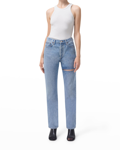 Shop Agolde Lana Straight-leg Jeans With Slice Detail In Clash