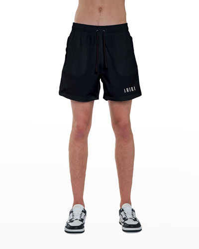 Shop Amiri Men's B-core Logo Swim Shorts In Black