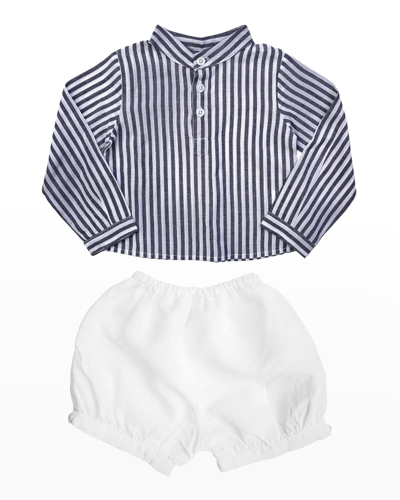 Shop Louelle Boy's French Collar Shirt In Harbor Island 1