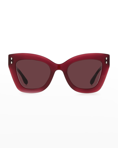 Shop Isabel Marant Acetate & Metal Butterfly Sunglasses In 0lhf-u1