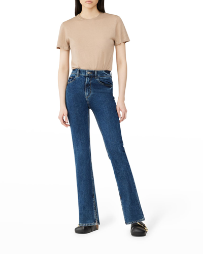 Shop Dl Premium Denim Patti Straight High-rise Vintage Jeans In Skylark