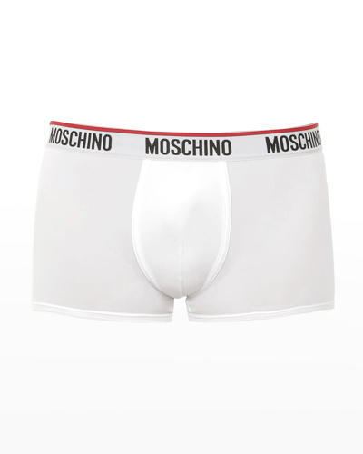 Shop Moschino Men's Logo Waistband Single Boxer Brief In White