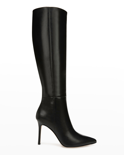 Shop Veronica Beard Lisa Leather Stiletto Boots In Black