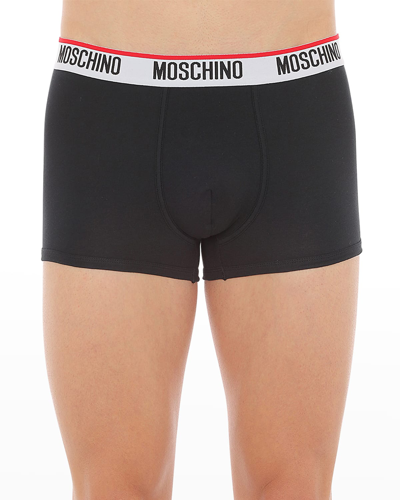 Shop Moschino Men's Logo Waistband Single Boxer Brief In Black