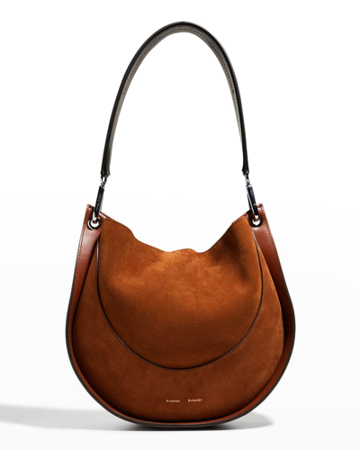 Shop Proenza Schouler Arch Mix-leather Shoulder Bag In Chocolate