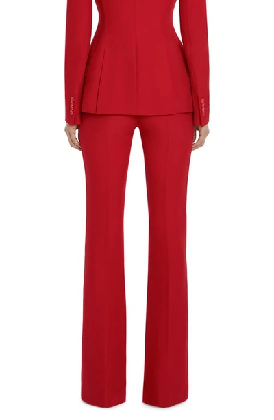 Shop Alexander Mcqueen Leaf Crepe Slim Bootcut Pants In Welsh Red