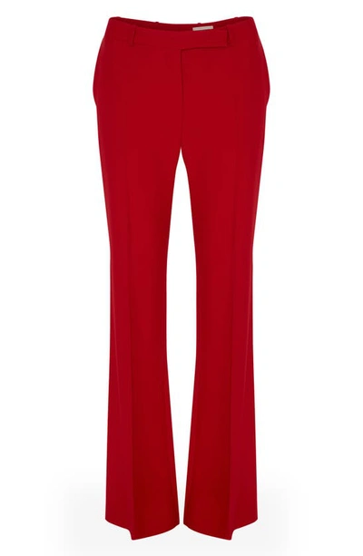 Shop Alexander Mcqueen Leaf Crepe Slim Bootcut Pants In Welsh Red