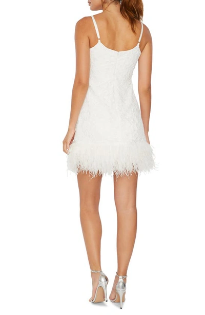Shop Likely Mari Feather Trim Cocktail Dress In White