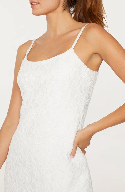 Shop Likely Mari Feather Trim Cocktail Dress In White